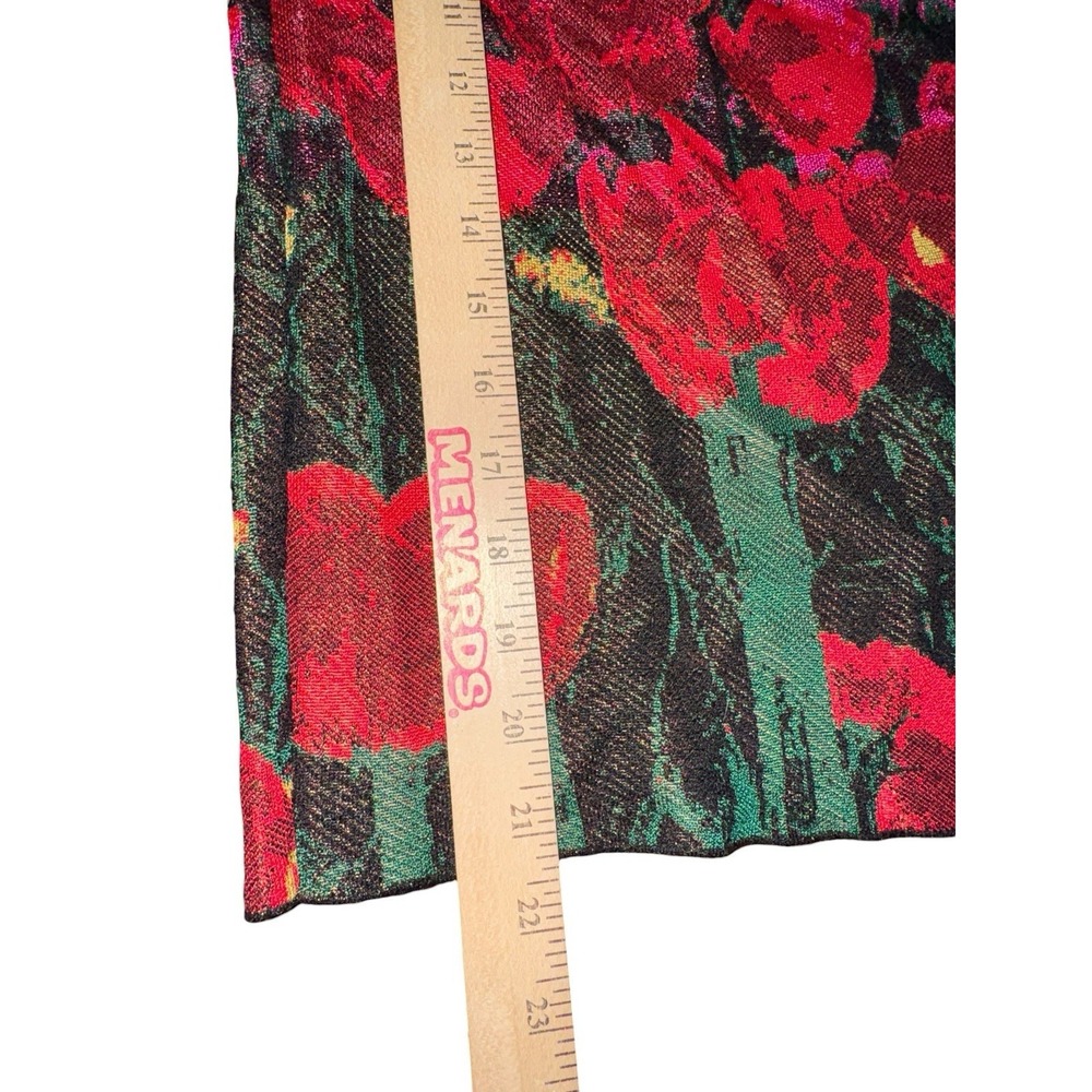 Aldomartins Floral Knit Sweater Women's US 4 Pink Tulip Print Tie Back Boho - Picture 7 of 8